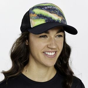 Saucony Technical Trucker Hat Galaxy Rainbow And Black Osfm